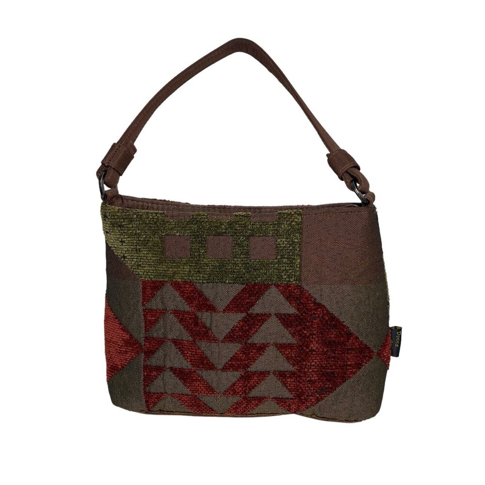 Donna Sharp Handbag Crossbody Quilt Pattern Brown Maroon Small